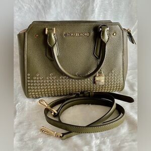 Michael Kors Olive Green Studded Handbag
